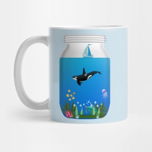 Sea world in a jar - Kawaii Mug